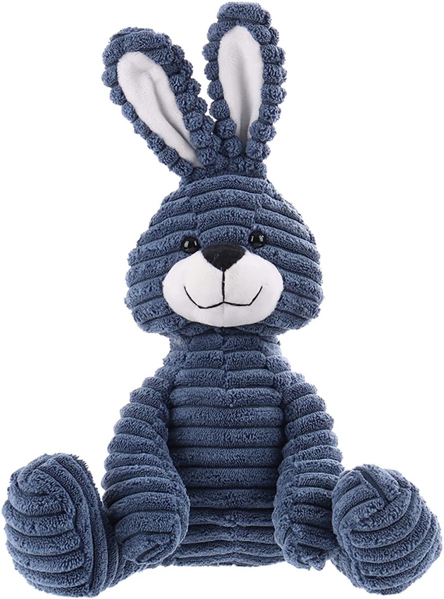 Lamb Knuffeldier, marineblauw, haas, 23 cm, pluche speelgoed, pluizig knuffeldier om te spelen, cadeau en te knuffelen, gezellig knuffeldier, corduroy konijn