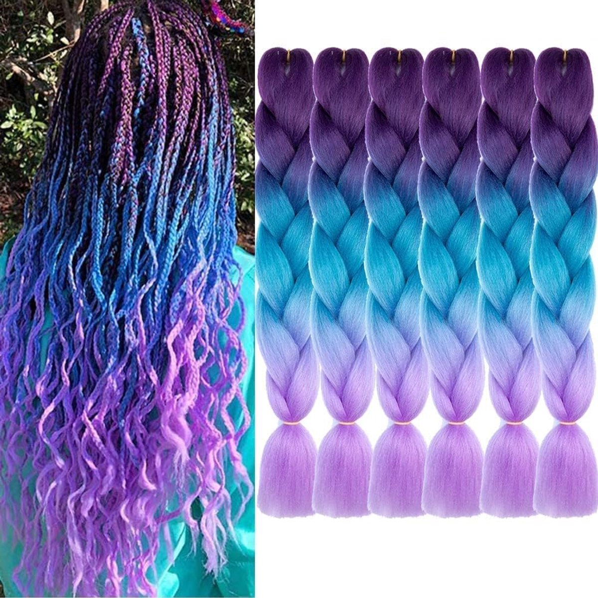 Hair Extensions, Kanekalon Vlechten Haar 6 Pack Ombre Jumbo Vlechten Hair Extensions 24 Inch Jumbo Vlecht Synthetisch Haar voor Vlechten (C26)