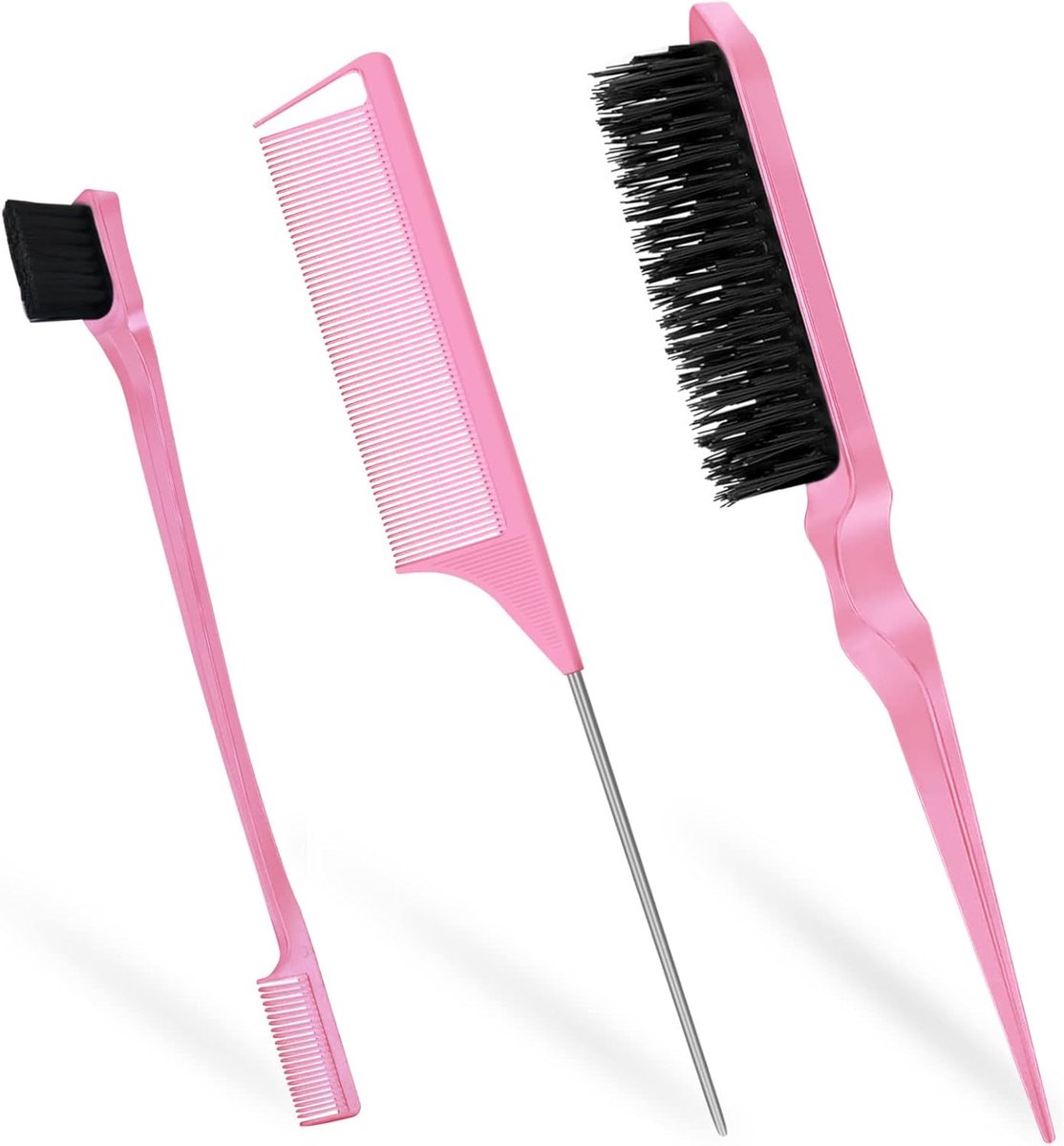 Sleek Bun Borstel, 3 stuks Edge Brush, voor vlecht en haar, borstel voor kappers, vrouwen, baby's en kinderen