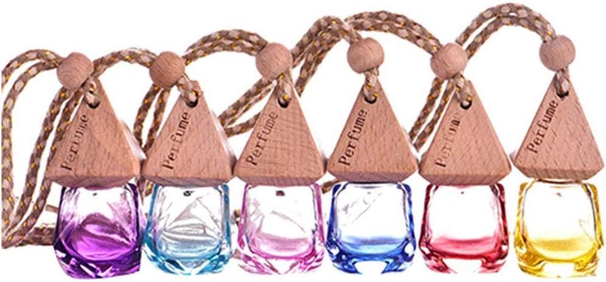 6Pcs 6Ml Lege Parfum Geur Diffuser Glazen Fles Thuis Auto Opknoping Luchtverfrisser Hanger Multicolour
