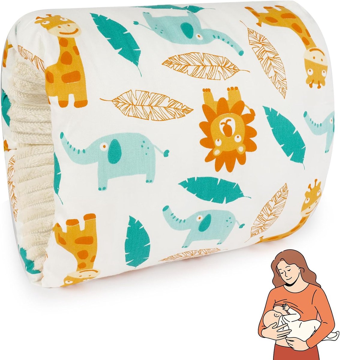Voedingskussen, Mini Voedingskussen, Baby Arm Voedingskussen, Armkussen, Gezellig Wieg Armkussen, Baby Voedingshoofdsteunkussen voor op reis, Voedingsmof Reisvoedingskussen (Witte Fawn Olifant)