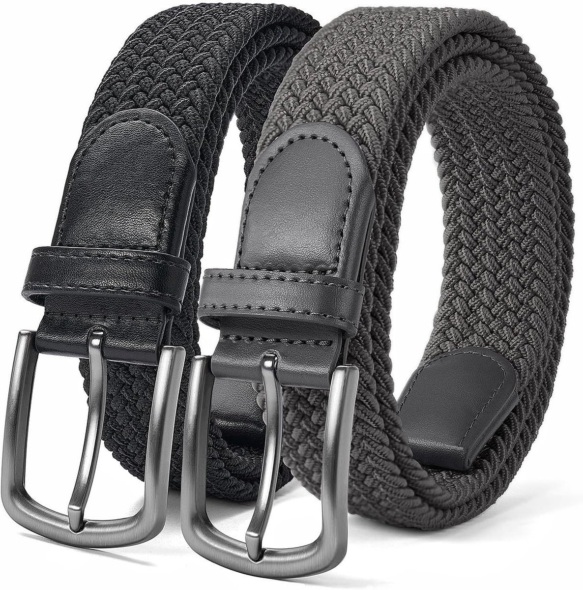 geweven elastische riem, casual riem van 1 3/8" stretchstof, met geschenkverpakking.