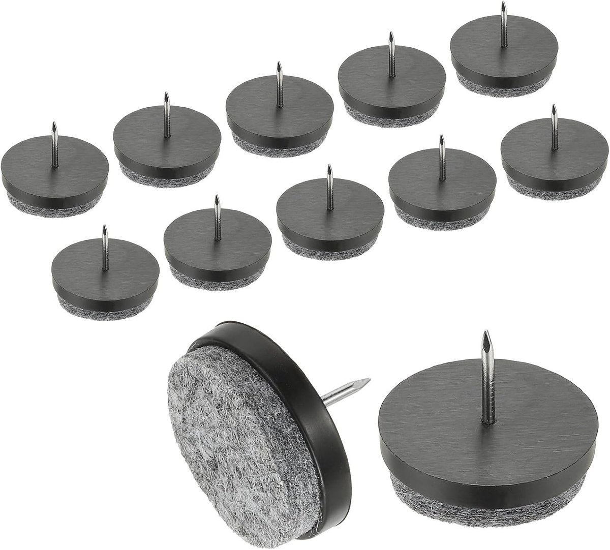 Meubelvilt Pad, 40 Stks Nail op Stoel Been Vloerbeschermers Glide Ronde Slider Schroef-in voor Stoel Tafel Meubels, Zwart