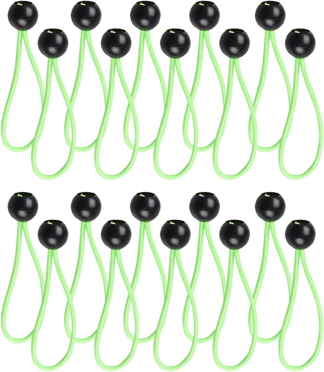 20 stuks voetbalnet elastisch touw voetbal doel net clips bungee ballen bungee bal banden bal bungee koorden elastische stropdas val bungee koord (zwart+wit) (groen)