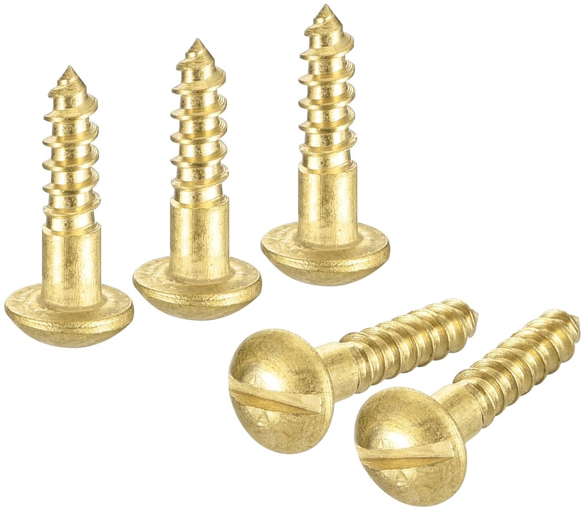 Houten schroeven, M2,5 x 10 mm, ronde kop, geribbeld, van messing, zelftappende schroef voor houtbewerking, 40 stuks