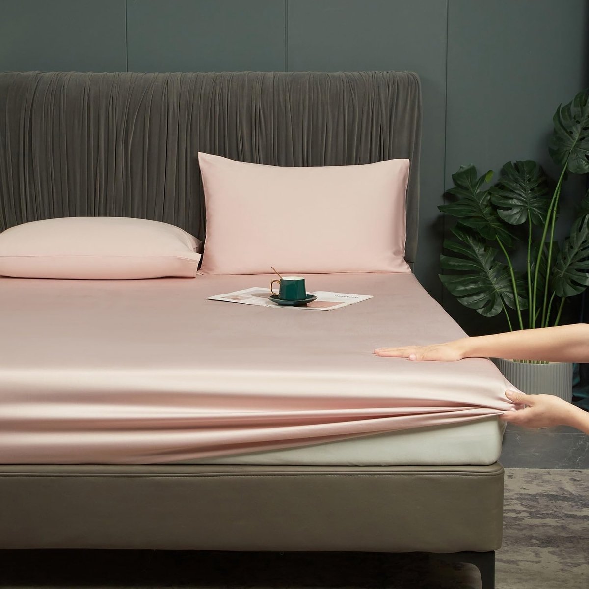 120x200 Hoeslaken Bamboe Roze Spannbetttuch Set Hypoallergeen Koelend Boxspringbed 50% Bamboe en Microvezel Laken Hoeslaken Linnen 120 x 200 voor Hoge Matras tot 25-30 cm