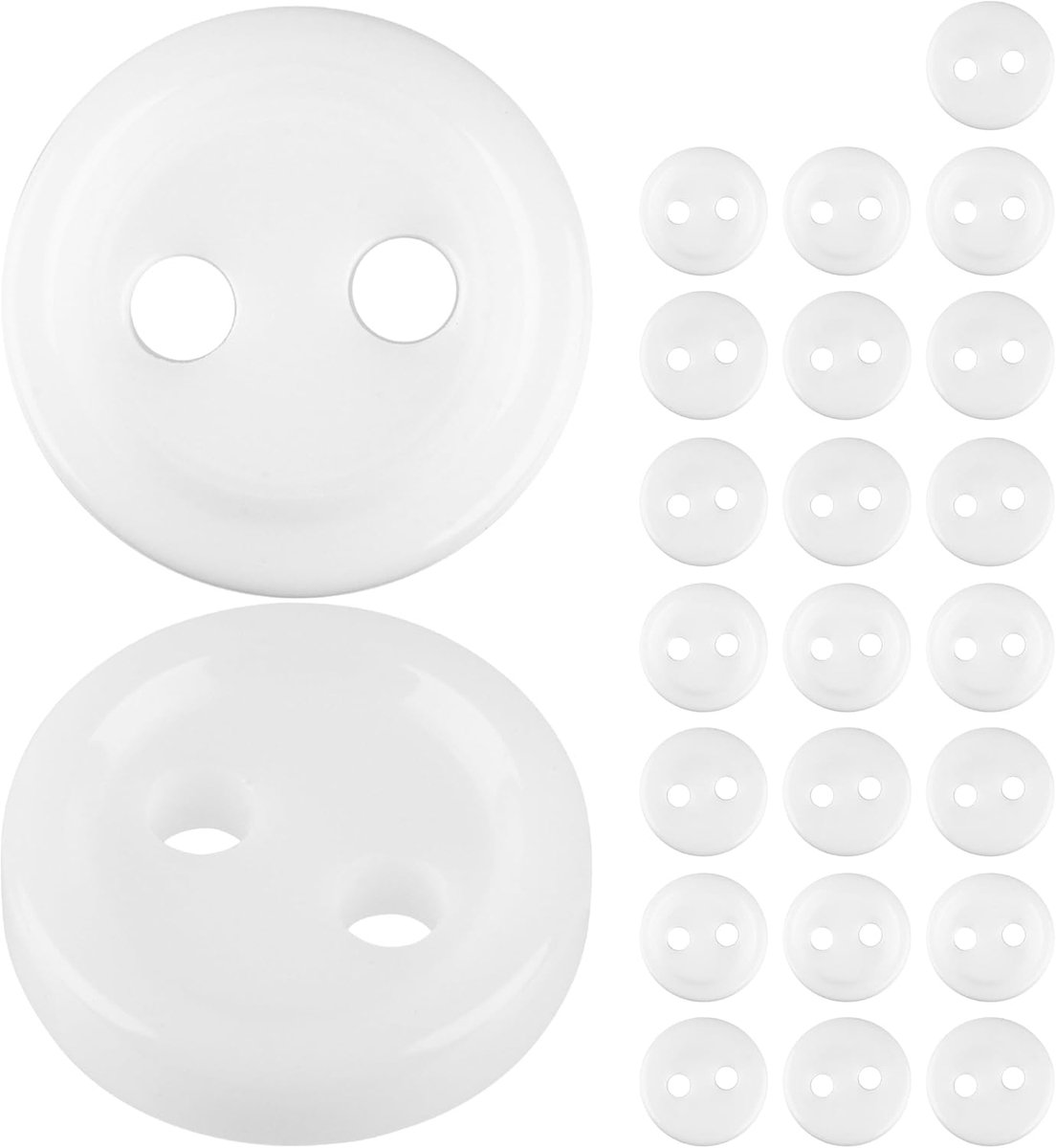 Knopen 24 stuks 2 gaten Ø 11,4 mm wit polyester maat 18L harsknopen voor jas mantel overhemd polo doe-het-zelf knoop kunsthars wasknopen basisbutton knutselknopen