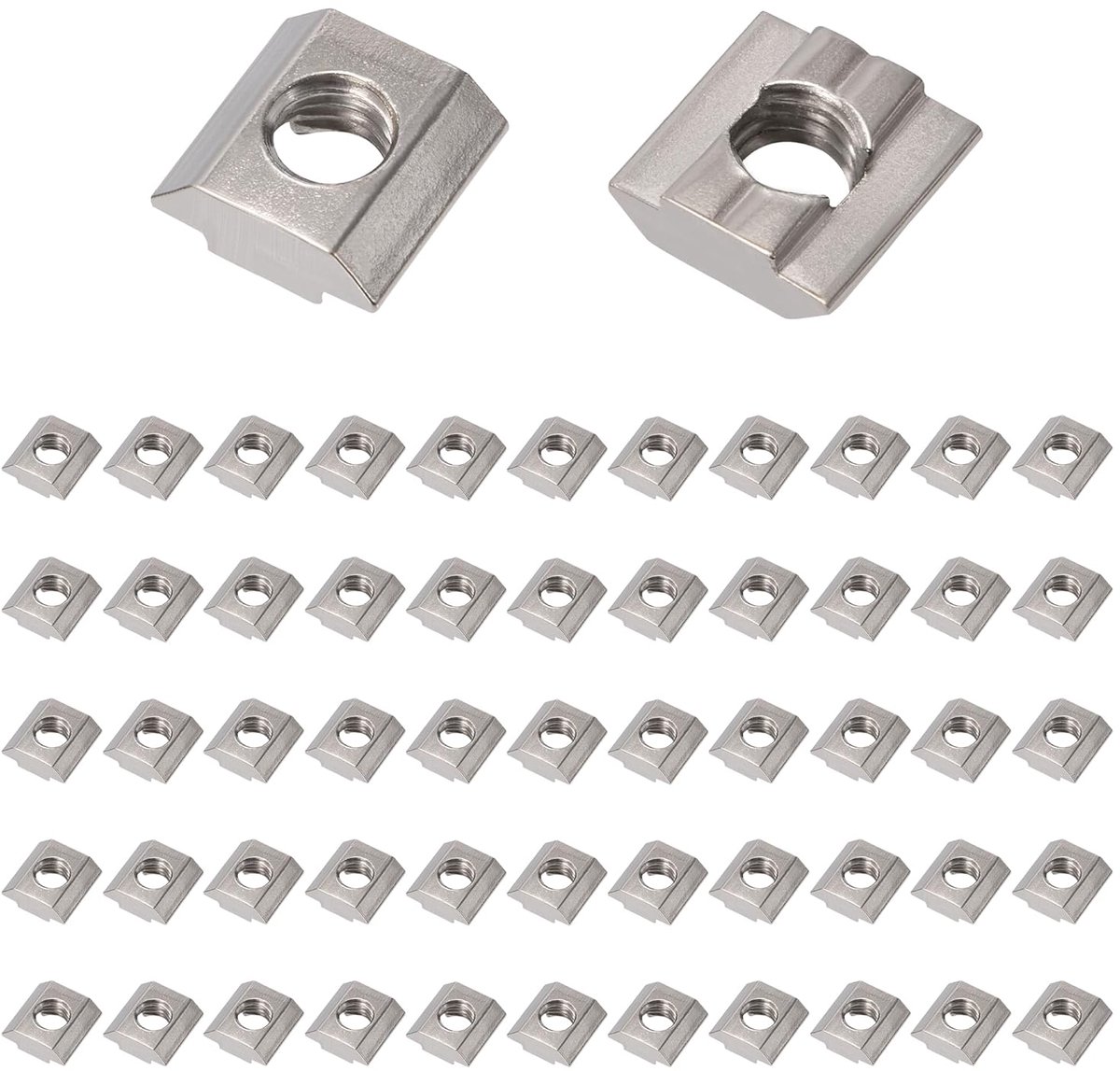 M8 Nut 8-Typ B Nutsteente Set T-Nut-Moeren Koolstofstaal T Nutmoeren voor Aluminium Profiel Extrusiesleuf Standaard 30-Serie 50 Stuks