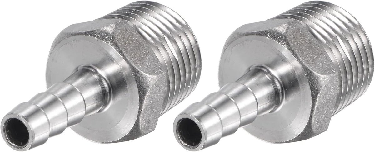 sourcing map 2 stuks slangtuit 8 mm AD x 1/2PT buitendraad 304 roestvrij stalen buisverbinding
