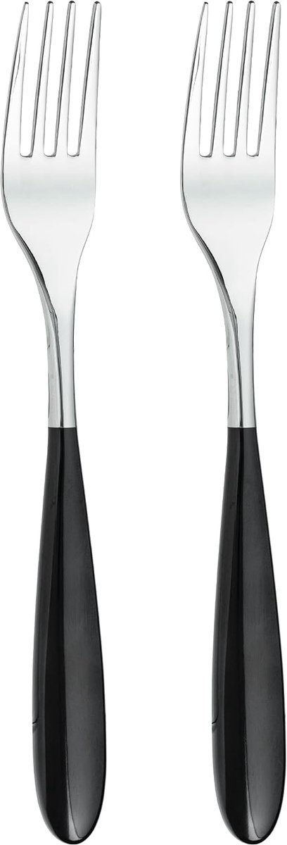 Forge 2DF650BK Luxe bestekset: set van 2 dessertvorken van roestvrij staal - zwarte handgrepen van PBT kunststof, 18/10