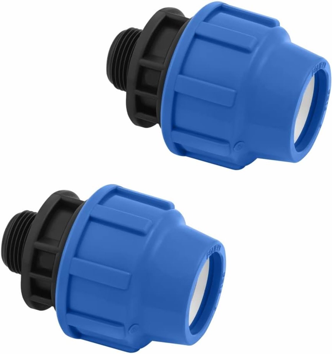 MDPE met buitendraad AG, schroefaansluiting voor PE-buis PN16 DVGW drinkwater gecertificeerd, klemkoppeling adapter voor PE80 PE100 buizen, 20 mm x 1/2 inch, 2 stuks