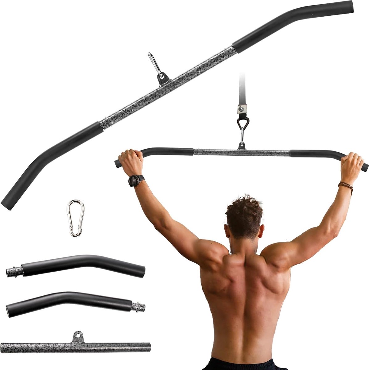 Pull Down Bijlagen, 39 In LAT Pull Down Bar Bar met Antislip Handvat, LAT Bar Kabel Machine Bevestiging voor Gym, Spierbouw, Spieropbouw