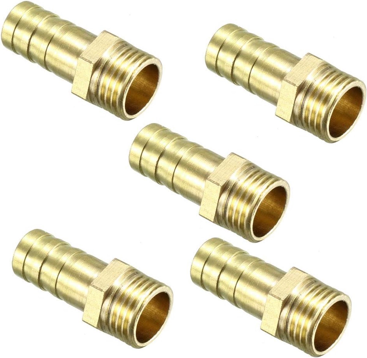 sourcing map 5 stuks. Messing slangverbinding pijpaansluiting 6mm tuit x 1/8 PT stekker buis 10mm x 1/4 PT, 5 Pack