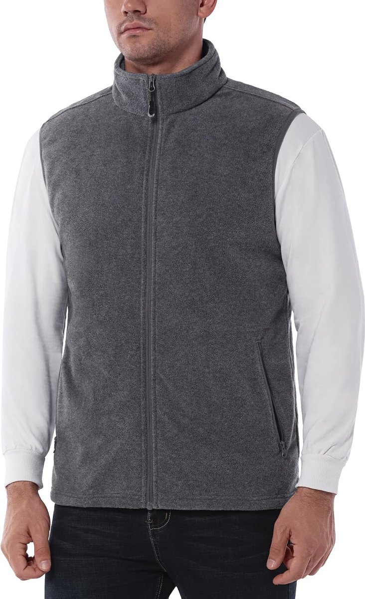 33,000ft Heren fleece vest jas staande kraag ultralicht outdoor mouwloos fleecejack giilet tops fleece vest heren met zakken ritssluiting