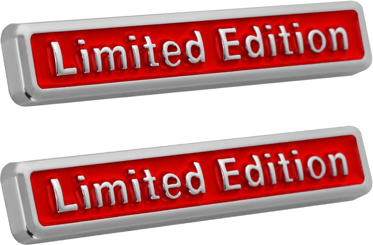 Set van 2 3D-stickers, gelimiteerde editie, rood, metaal, embleem voor auto, motorfiets, raam, deur, pc, tablet, laptop, tuning accessoires cadeau