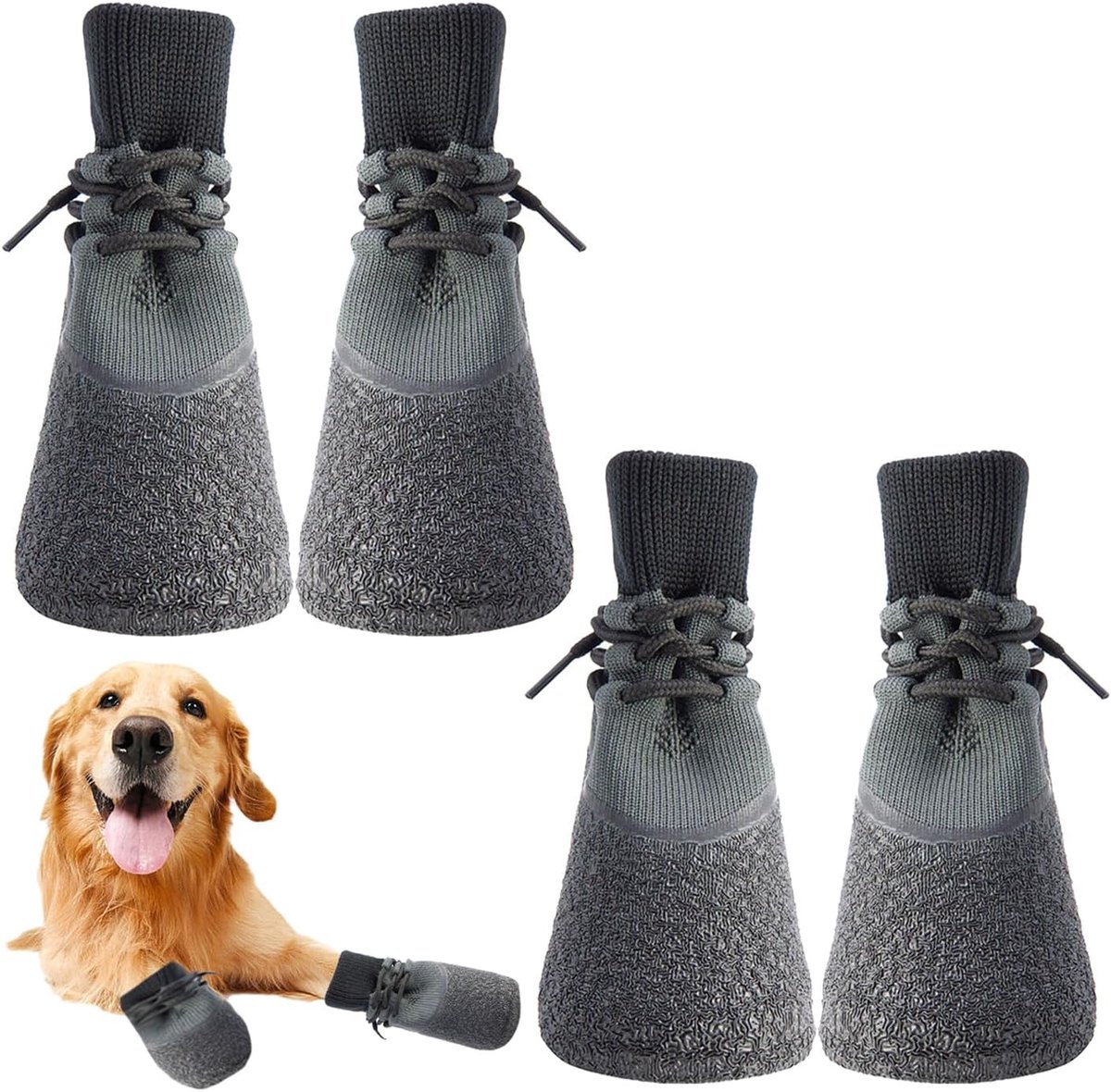 Schoenen, set van 4, waterdichte hondenschoenen, zomerhondenlaarzen, pootbescherming, grote hondenregenlaarzen, antislip huisdierlaarzen, geschikt voor buiten, sport en spel
