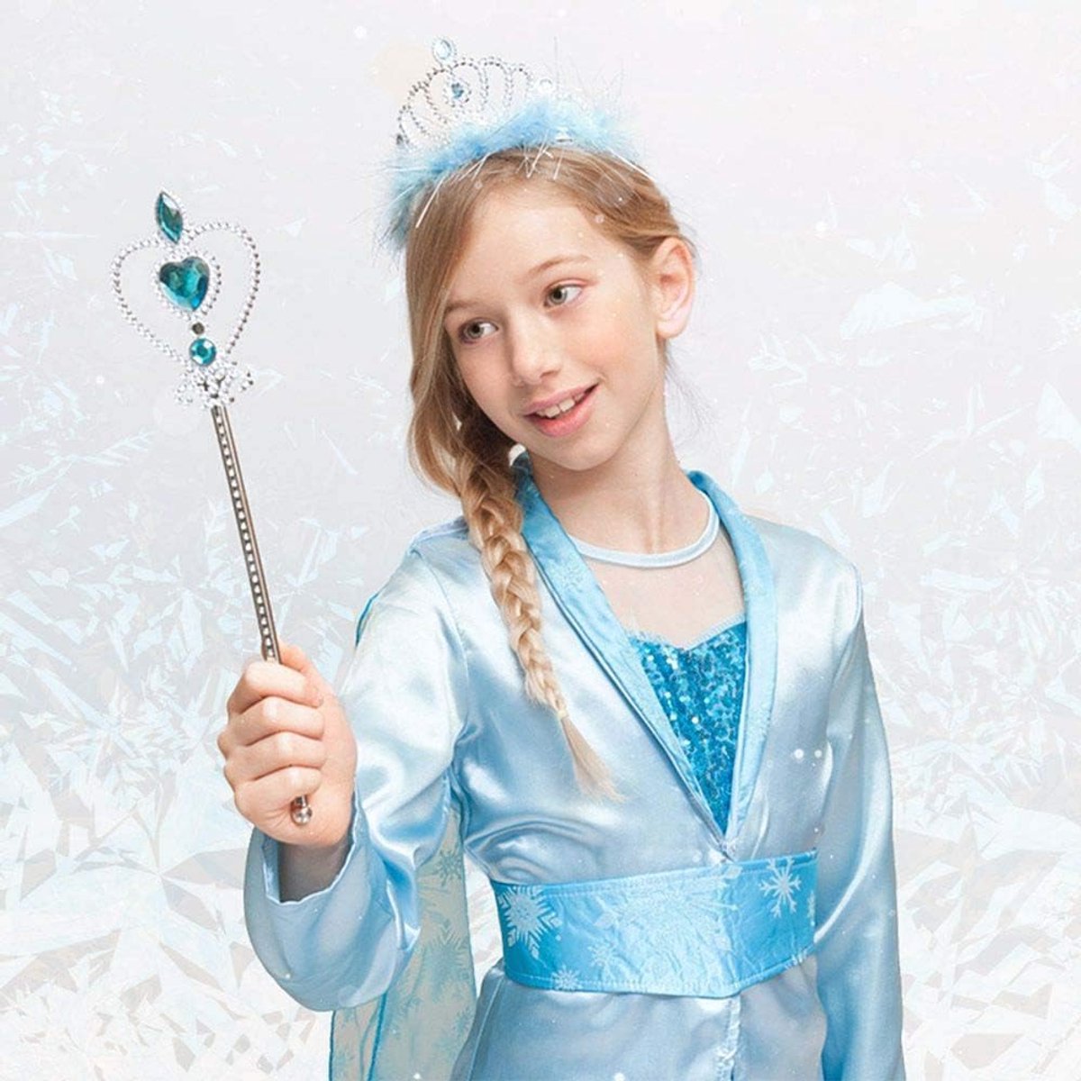 - Toverstaf Anna, 32 cm, marabouveer, sierstenen, fee, prinses, carnaval, Halloween, carnaval, themafeest, theater