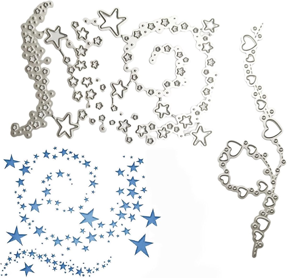 Metal Stansmessen, Ster Strip Metalen Stencil, Love Heart Cutting Dies, voor Decoratieve Papieren Kaart, DIY Fotoalbum, Embossing Proces (Hart en Sterren)