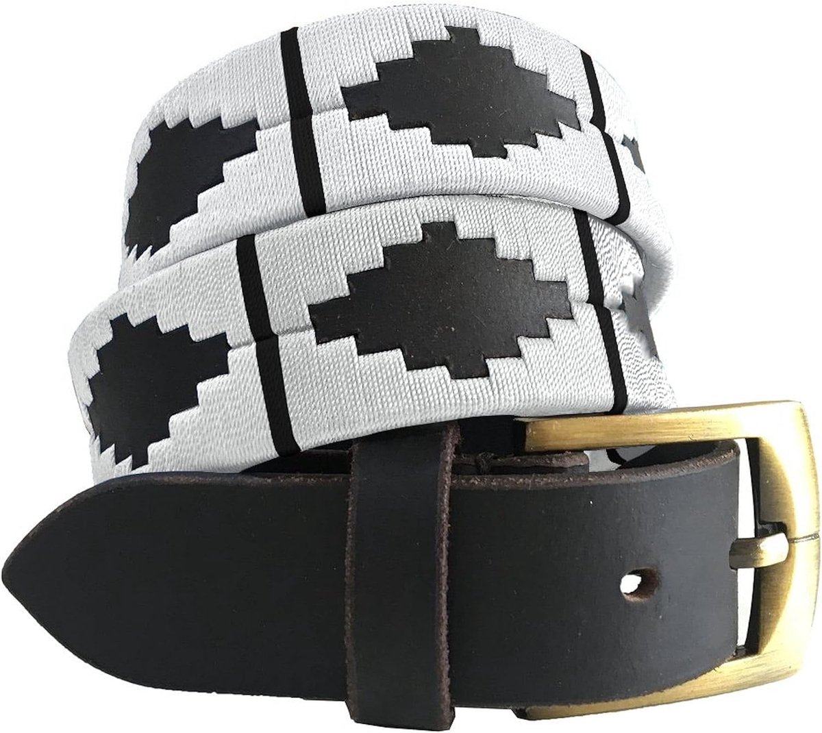 DIAZ Heren Dames Premium Unisex Bruin Leer Geborduurde Designer Polo Riem