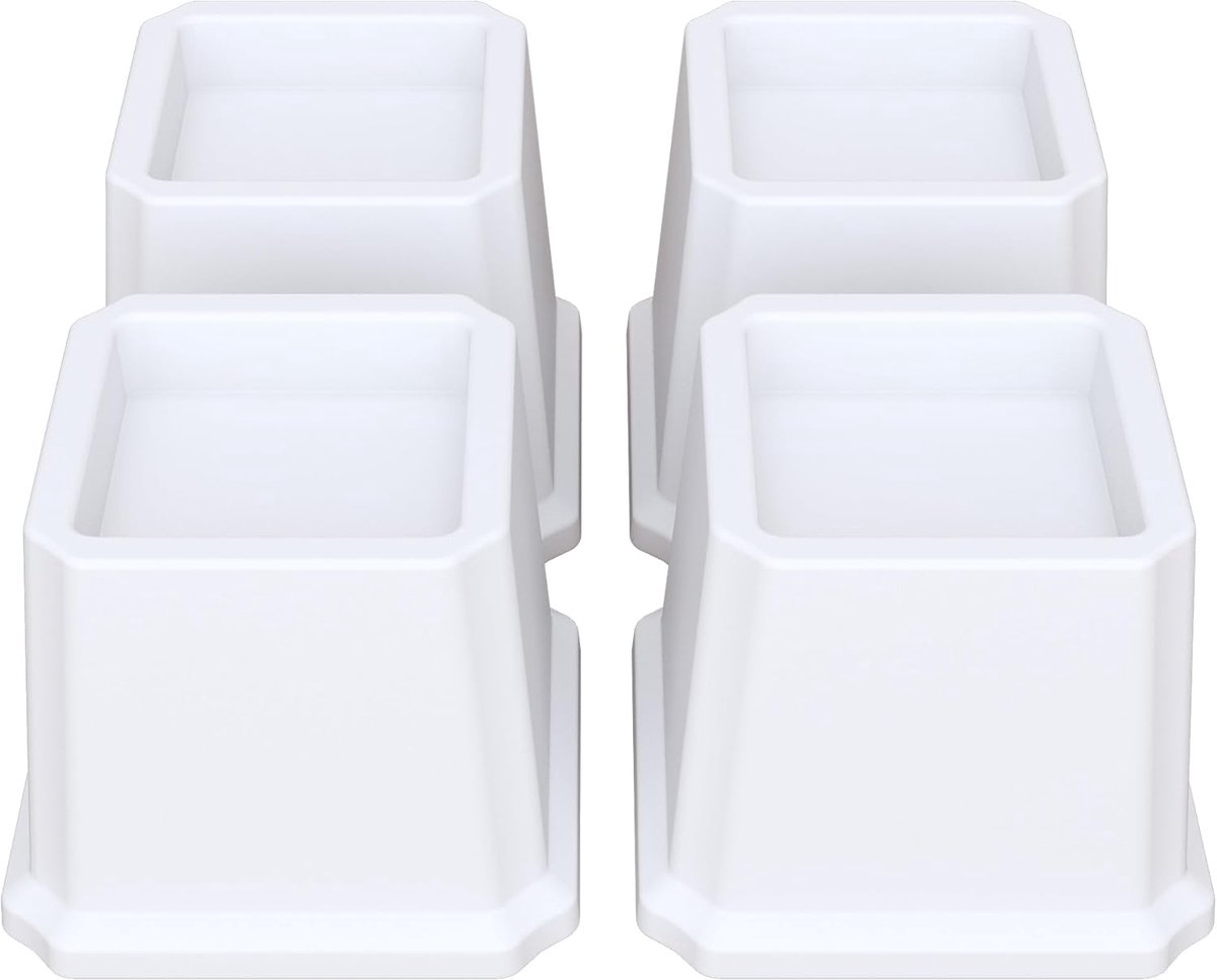 Bedverhogers 7,6 cm Zware Meubelverhogers voor Banken, Stoelverhogers, Bankverhogers, Tafelverhogers Set van 4-delig, Wit