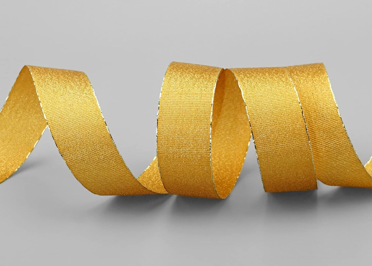 20 m x 25 mm Decoratielint VIENNA mosterd goud lint metallic cadeaulint glanzend brokaat Lurex bruiloft Kerstmis decoratief lint