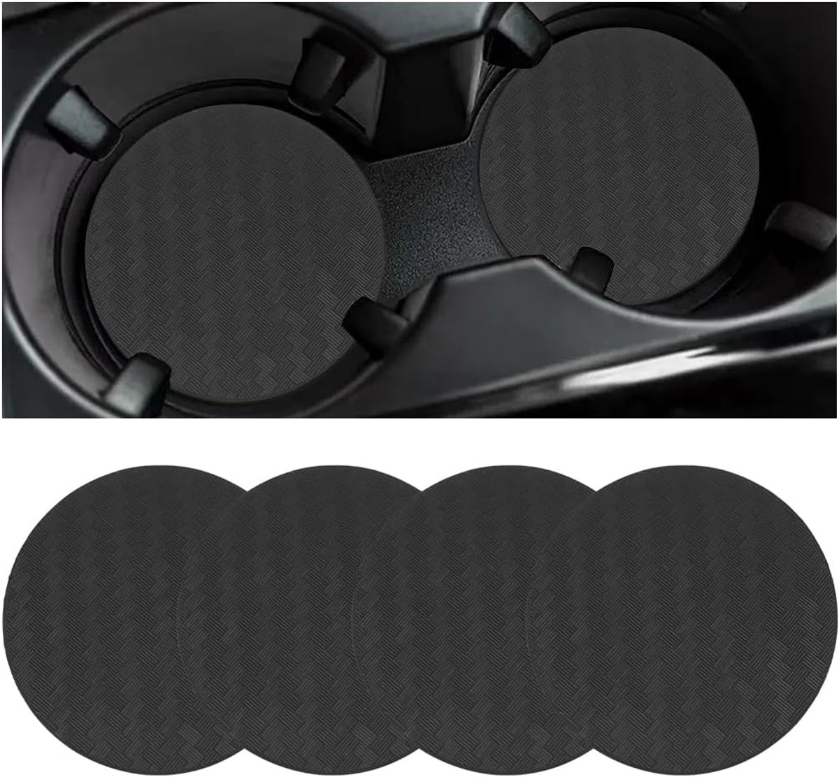 4 stuks universele auto bekerhouder insert, auto koolstofvezel patroon anti-vuil antislip cup mat voor mannen vrouwen, creatieve bekerhouder insert pad voor auto-interieur accessoires