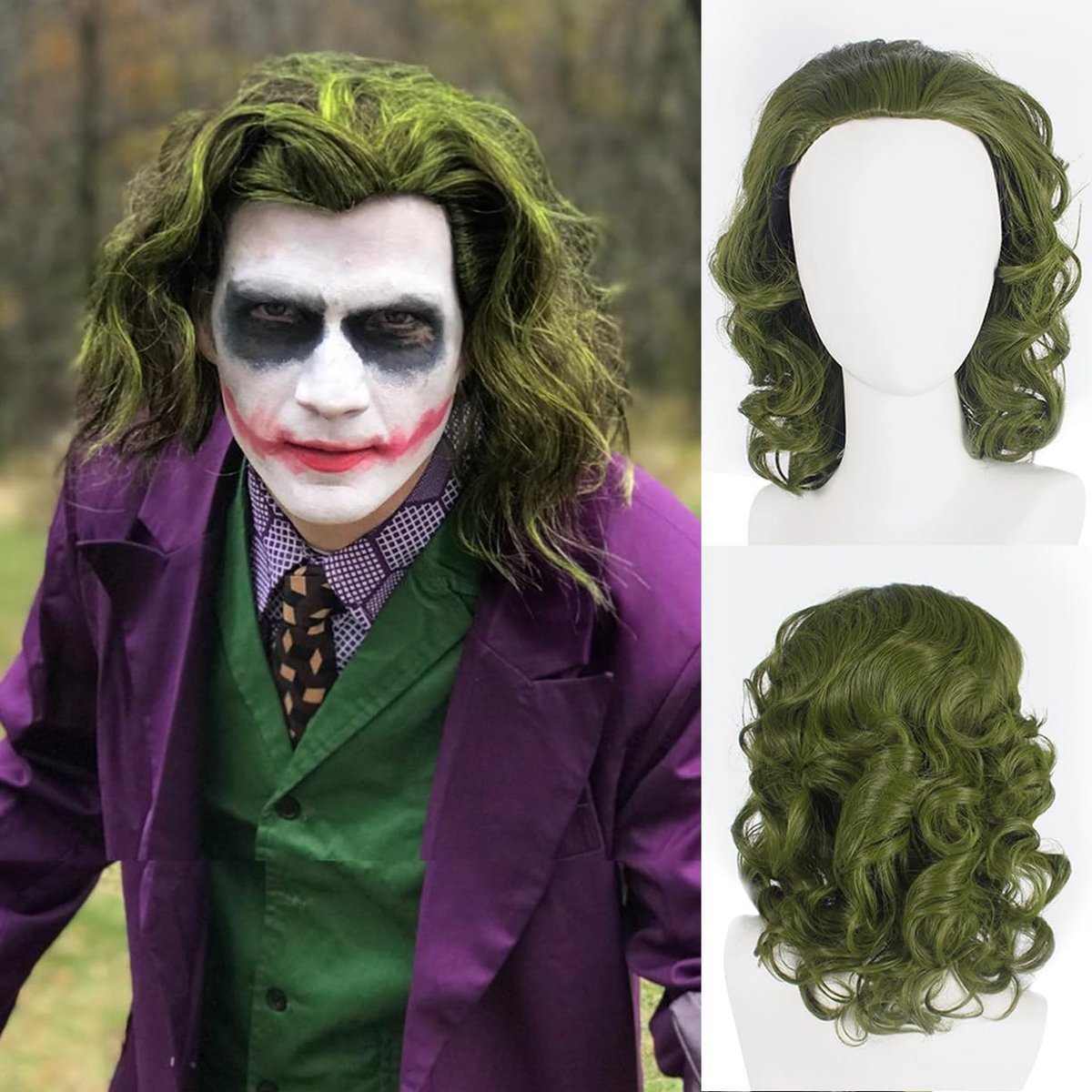 Cosplay Heren Groene Fluffy Clown Joker 70s 80s Disco Korte Krullende Afro Golvende Hittebestendige Synthetische Halloween Cosplay Unisex Pruik