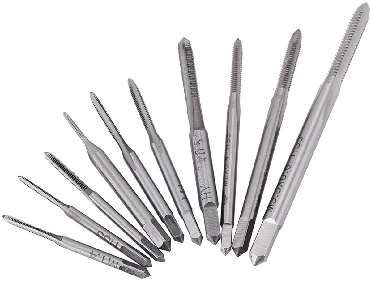 Kranen Set 10st Mini Kleine Tap en Matrijs Set, M2 Tap Machine Handtap Draad Draadtappen M1 / M1.2 / M1.4 / M1.6 / M1.7 / M1.8 / M2 / M2.5 / M3 / M3 .5 Tappen voor