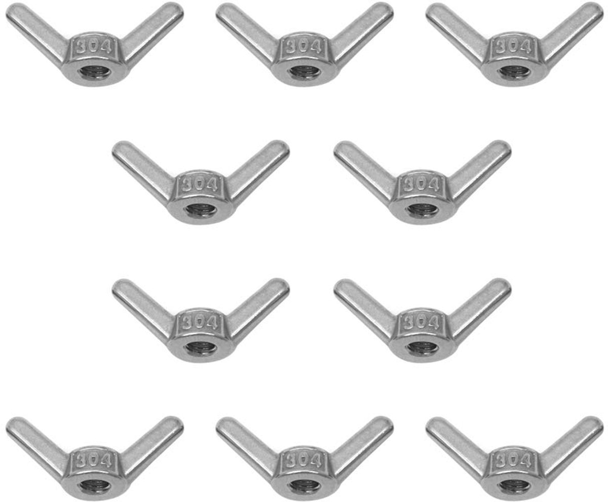 10 Stks M8 304 Rvs Hoekmoeren, Hand Schroef Vlinder Moer, Draad Touw Ketting Accessoires