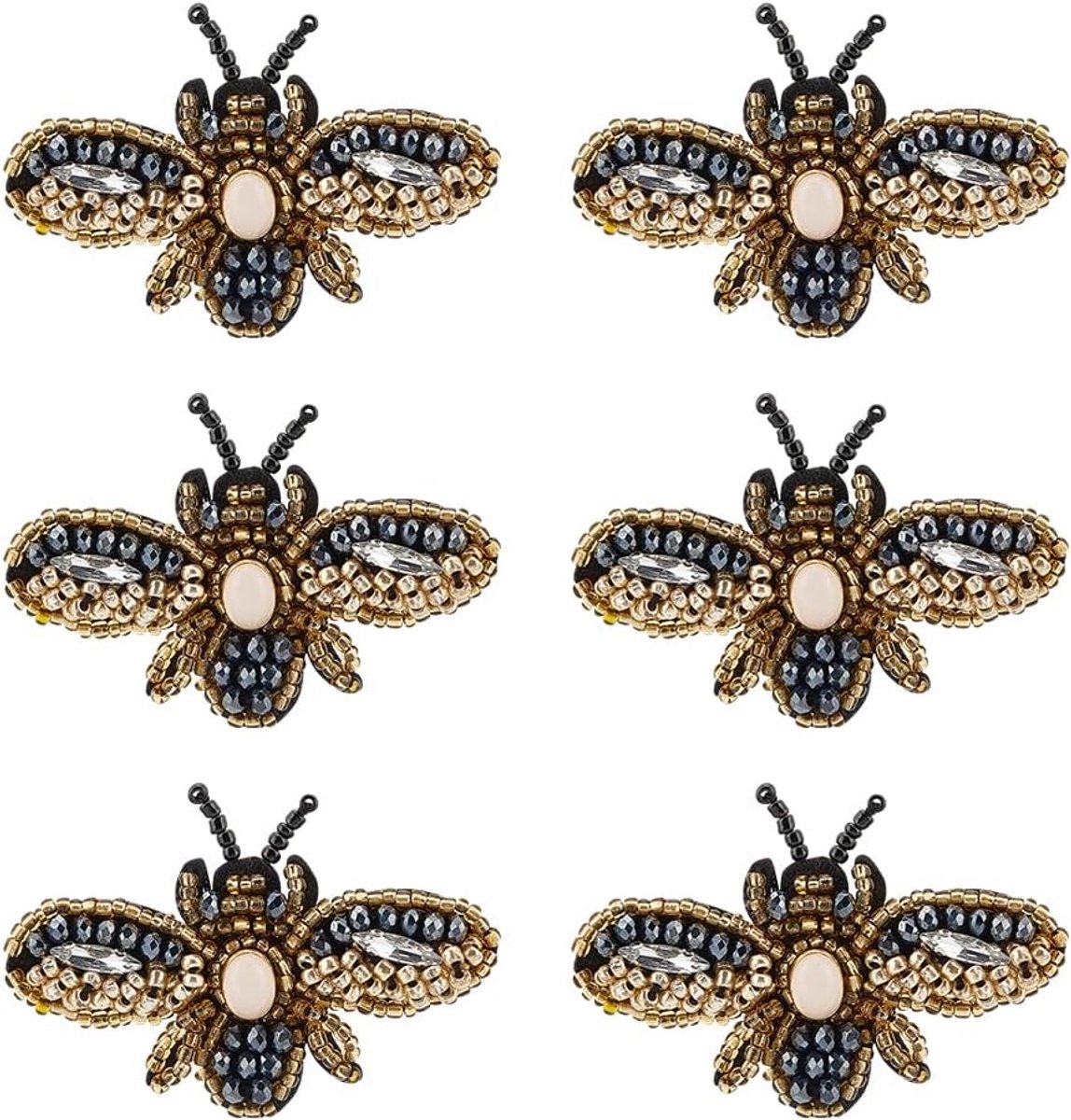 6 stuks Delicate Bedeelde Kleine Bijen Applique, Geborduurd Badge Naaipatch voor DIY Decoratieve Jurk Jeans Jassen Handtas Kleding