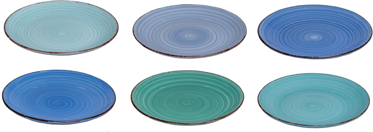 Assiettes à dessert Delice bleu, 6 pièces, Ø 19 cm, compatible lave-vaisselle et micro-ondes