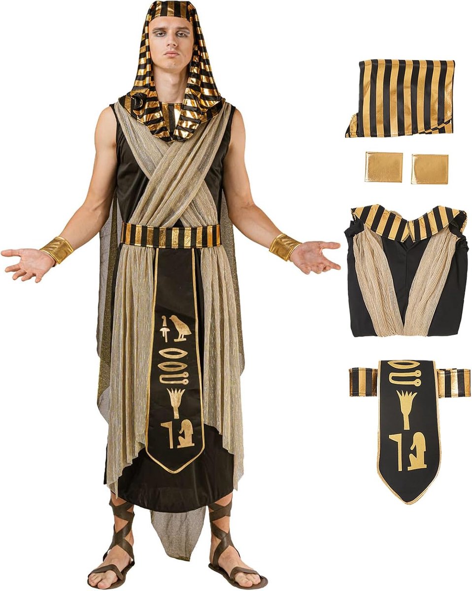 kostuum voor volwassenen, uniseks, Halloween, cosplay, farao kostuum, heren, met accessoires