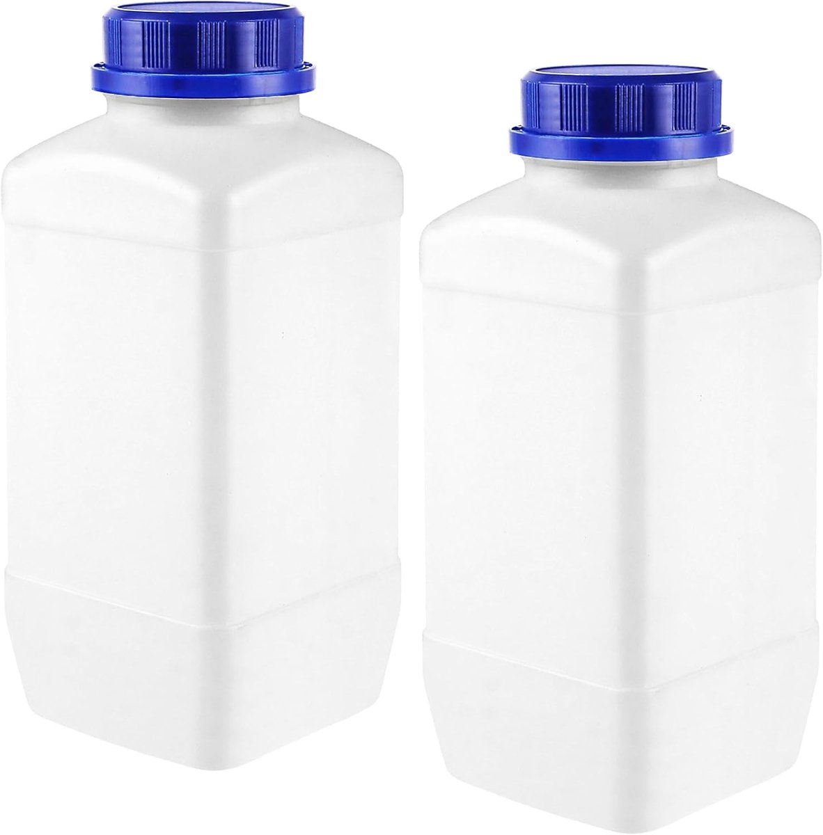 2 Stuks Reagensflessen, 1500 ml HDPE Wijde Hals Flessen met Blauwe Dop Halftransparante Laboratoriumfles voor Monsters, Opslag, Hobby en Werkplaats