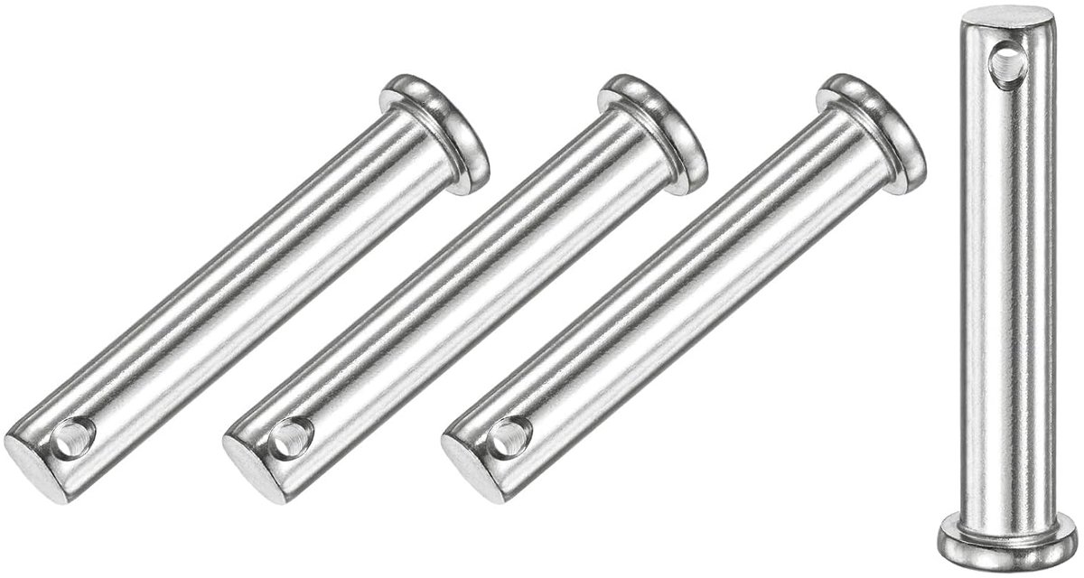 METERXITY Set van 4 vorkpennen met één gat, M10 x 60 mm, platte kopvorkpennen van roestvrij staal 304, herbruikbaar verbindingsscharnier