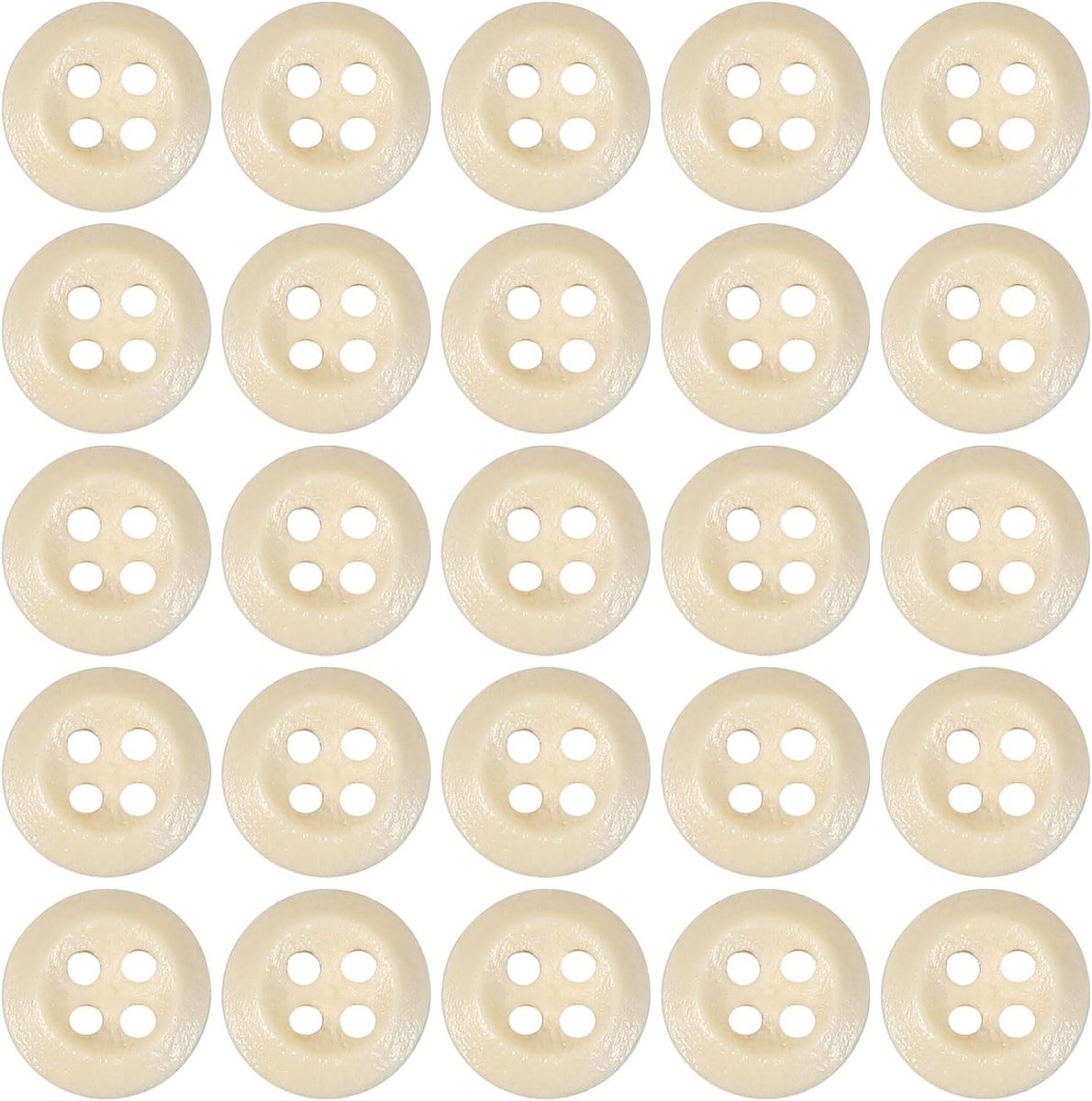 Knopen 10 mm, 80 stuks houten naaiknop, 4 gaten, rond, handgemaakte ornamentknoppen voor doe-het-zelf ambachten, naaien, kleding, decoratietas, beige