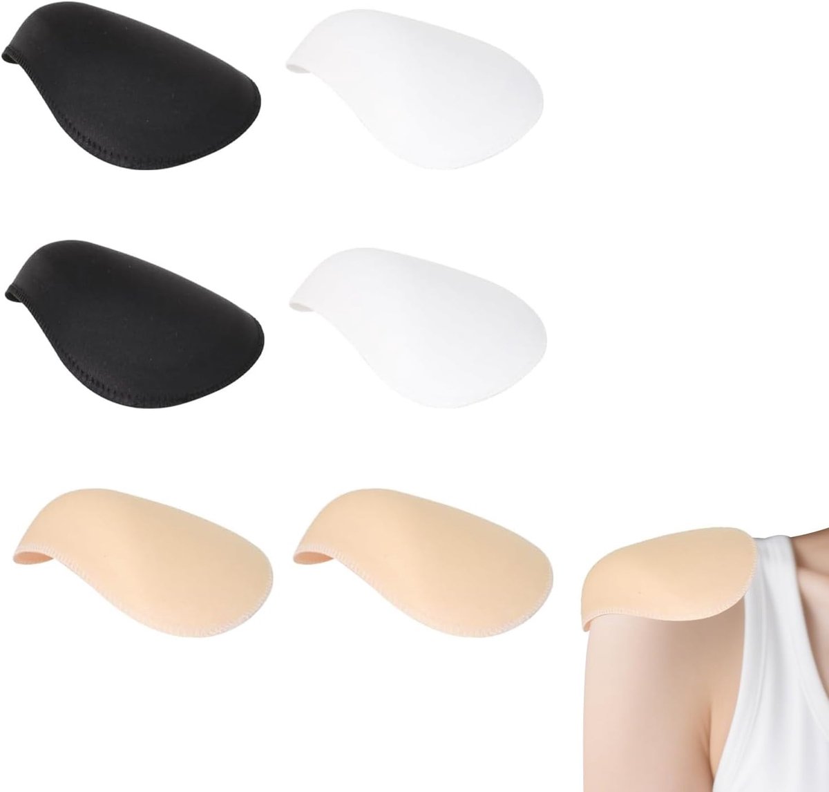 3 paar schoudervullingen van schuimrubber, 1,5 cm dik, zelfklevend, voor blazers, kleding, schoudervullingen, Meerkleurig, Eén maat