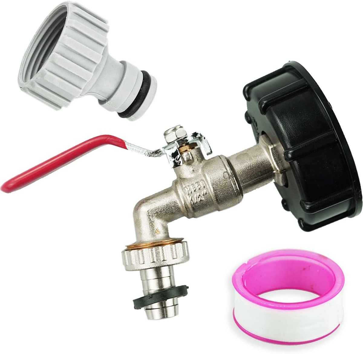 IBC tankadapter IBC dode tank blauwadapter watertank kraanaansluiting S60X6 op messing tuinkraan met 1/2 inch slangschroefverbinding olie brandstof water