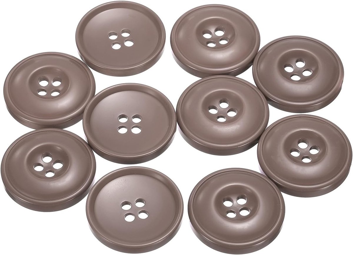 Knopen 1-1/4" (30mm) hars ronde platte 4-gaten ambachtelijke knopen voor mantels truien naaien kleding en doe-het-zelf, bruin