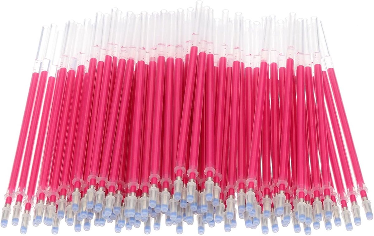 100 stuks uitwisbare gelpennen vullingen, 1 mm warmteuitwisbare pennen vullingen voor stof verdwijnende inkt stof markeerpen voor naaien quilten schrijven, roze rode inkt