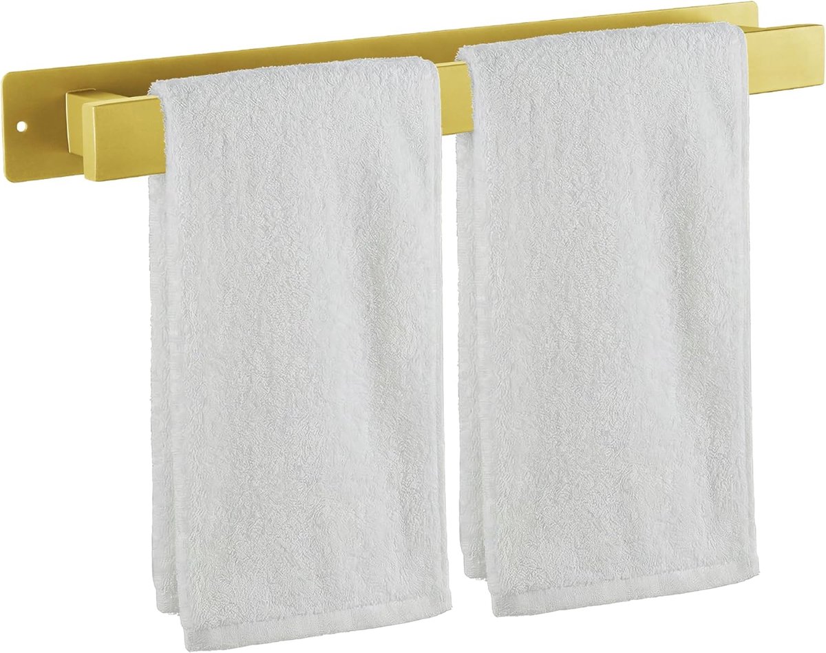 Handdoekhouders voor badkamer, 40 cm roestvrijstalen handdoekhouder voor grote handdoek, sterke zelfklevende/schroeven wandmontage, roestvrij, handdoekhouder voor badkamer en keukenopslag (goud)