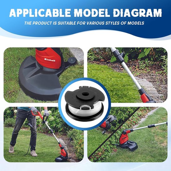 4 stuks grastrimmer draadspoel, compatibel met Einhell TLE-03, reservedraadspoel voor Einhell GE-CT 18/28 Li, GE-CT 18/28 Li TC, GE-CT 18/260 Li, Ø 1,6 mm - 4,9 m lengte (4 spoelen) — afbeelding 5