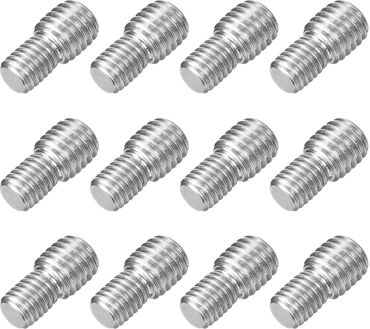M8 x 10 mm tot M10 x 10 mm dubbelzijdige schroefdraadbouten, 12 stuks 304 roestvrij staal schroefdraad verloopadapter voor meubelmachinemontage bevestigingselement