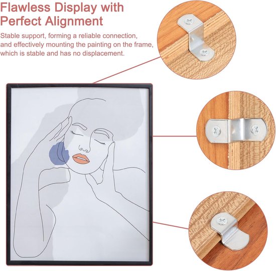 10 stuks 1/4" offset canvas clips, fotolijst, spiegelclips, Z-vorm, canvas schilderijmontage, clips met 1 montagegat met schroeven, zilver — afbeelding 3