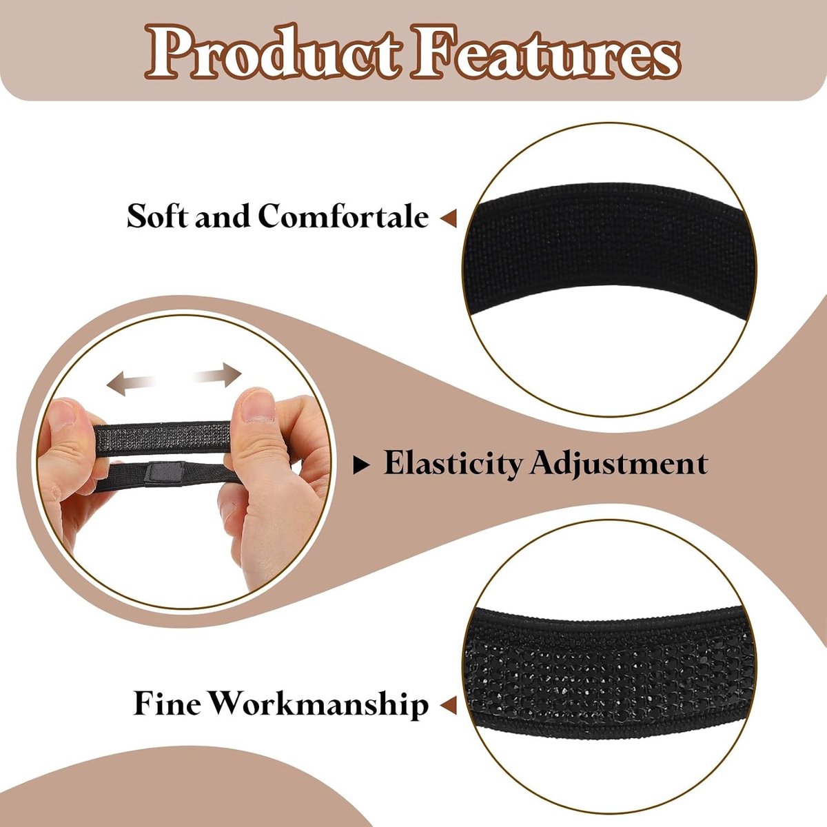 1 paar schoenriemen met hak, afneembare elastische anti-slip schoenveters voor dames, hoge hakken, sandalen, pantoffels, zwart, zwarte strasssteentjes