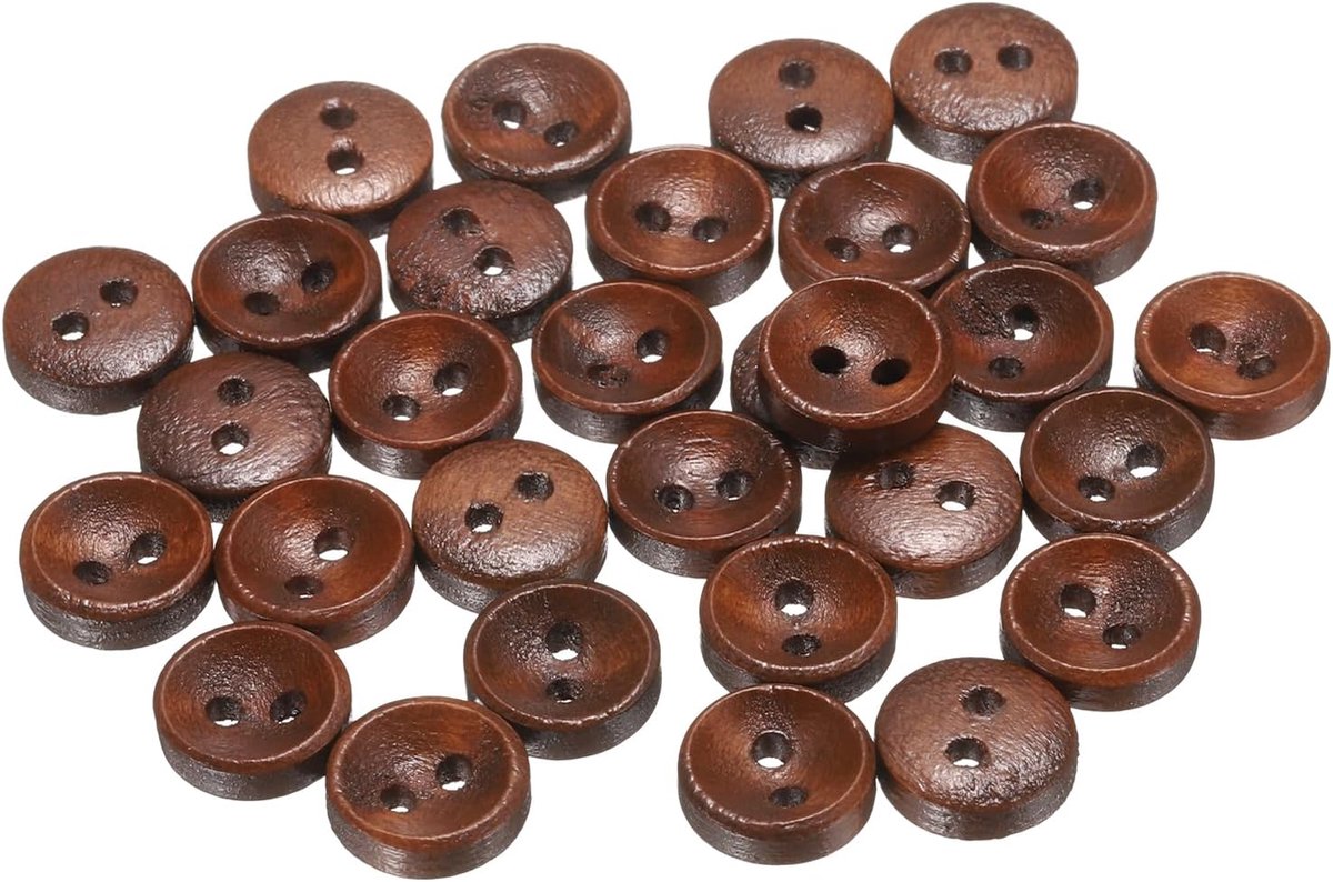 Knopen 3/8 inch (10 mm) 2 gaten, ronde knop, vervanging voor kleding, doe-het-zelf, decoratie, handwerk, middenbruin