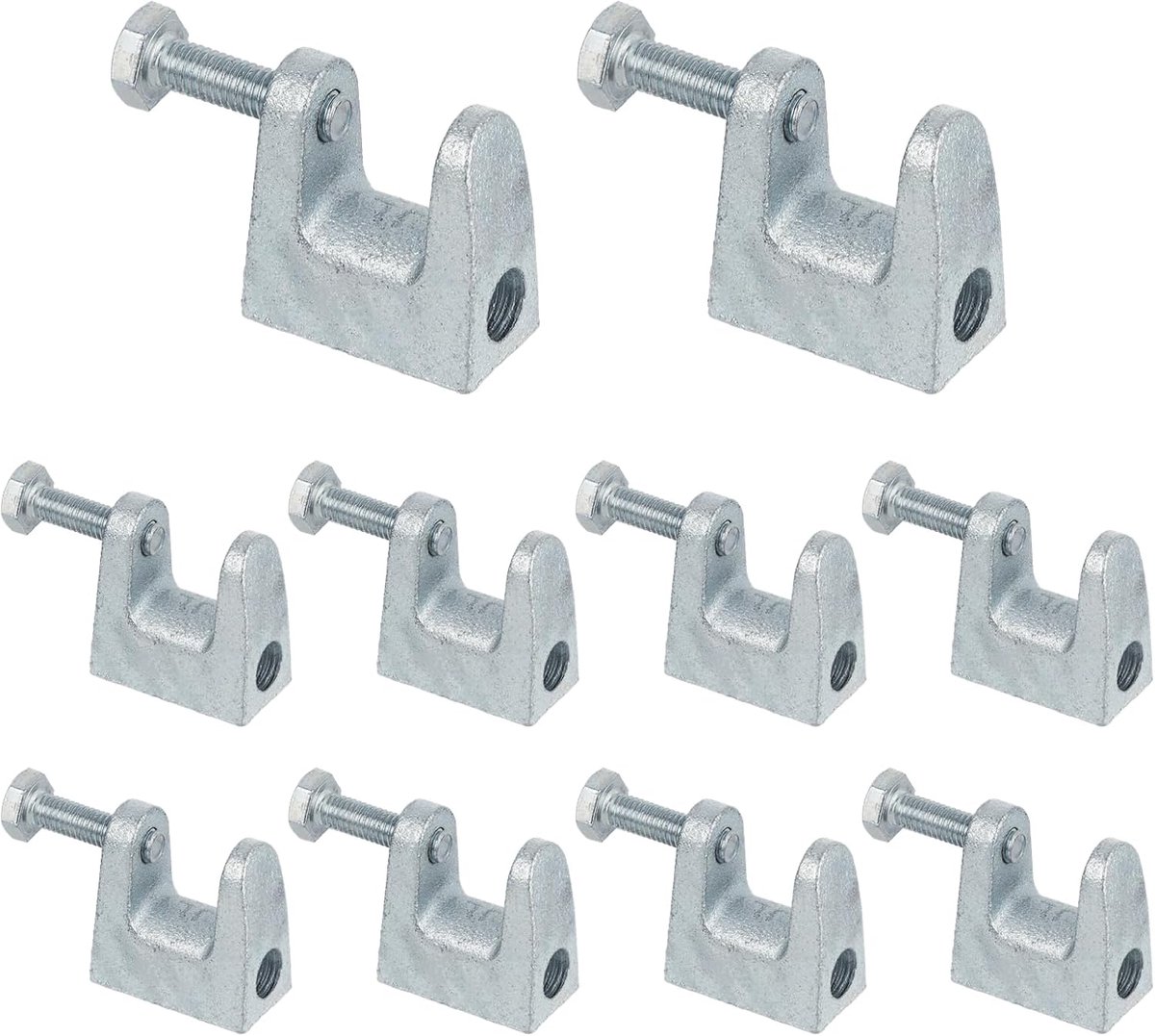 10 stuks C-vormige bundelklemmen 0,78 inch, 25/32 '' kaakopening verzinkt oppervlak koolstofstalen straalklemmen met borgmoeren, hardware-accessoire voor kabelbuis, houten strip, desktop