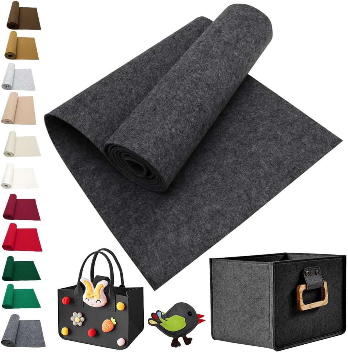 Stof, 3 mm dik vilt, per meter, 40 x 150 cm, knutselvilt, vilt voor knutselen, viltmatten om op maat te snijden, zachte kleur vilt stof voor doe-het-zelf handwerk, naaien, vilten onderlegger