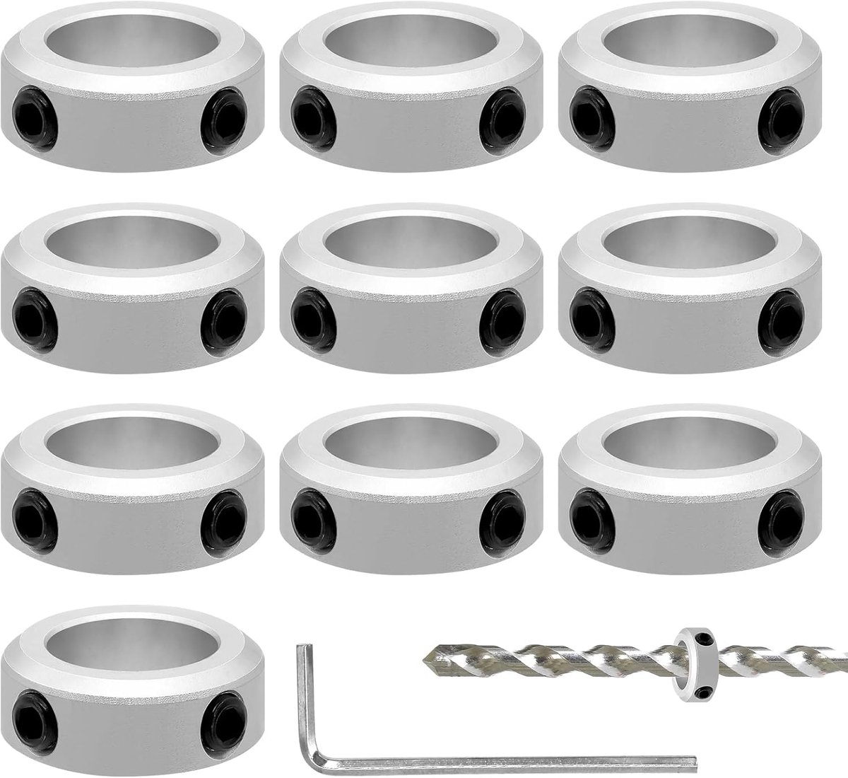 10 stuks stelring 14 mm, dieptestop voor boren, stelringen 14 mm boring 22 mm AD klemring, diepteaanslag, boordieptebegrenzer, diepteaanslagringen voor wielas, transmissie, CNC-machine