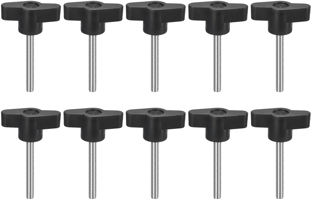 10 stuks spanschroefknopen, M5 x 40 mm, metrisch, 304 roestvrij staal, T-vormige duimschroeven, handvat voor snel verwijderen, handvasttrekken, knopset