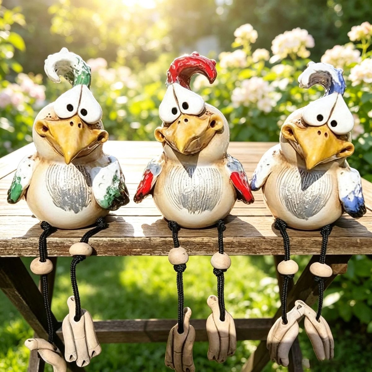3 stuks keramische kip tuindecoratie decoratie tuin handwerk kuiken decoratie achtertuin keramiek kleine haan tuinbeeld kip figuren tuindecoratie tuindecoratie voor buiten balkon tuin Pasen